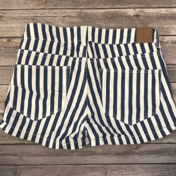 Navy Blue and White Striped Shorts - Picture 3 of 3